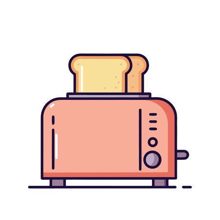 Toaster with toasted bread in flat style. Vector illustration.