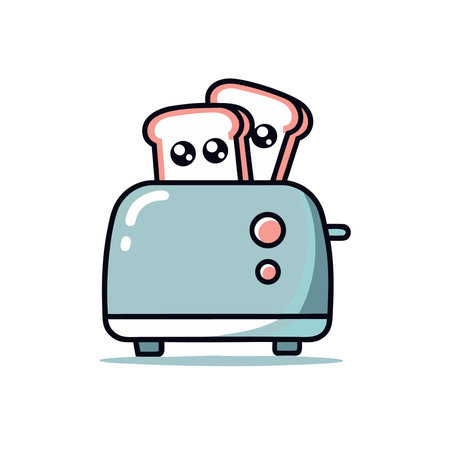 Toaster with toasts. Vector illustration in doodle style.