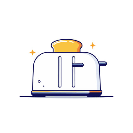 Toaster with toasts. Vector illustration in flat linear style.のイラスト素材
