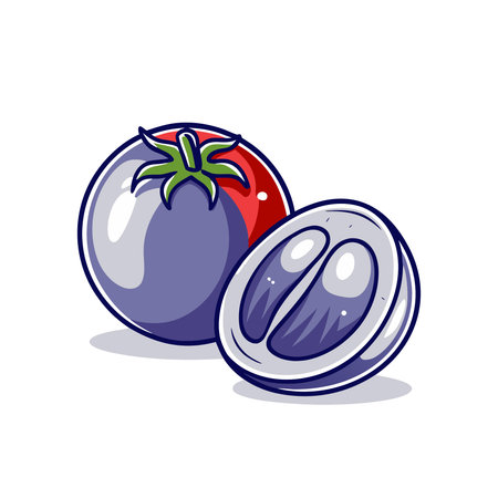 Tomato icon. Vector illustration of a tomato on a white background.のイラスト素材