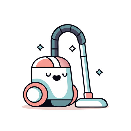Cute cartoon vacuum cleaner. Vector illustration of a cute character.のイラスト素材