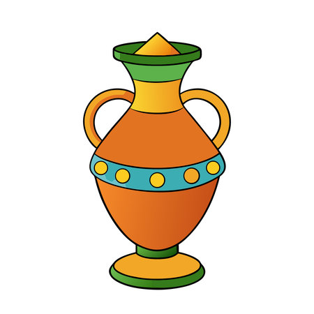 Greek amphora icon image vector illustration design orange and green colorのイラスト素材