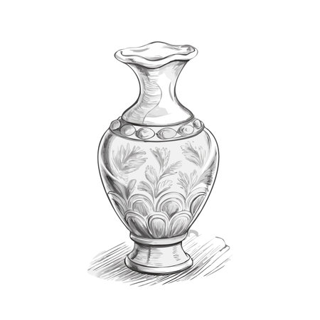 Hand drawn vase isolated on white background. Vector illustration in sketch style.のイラスト素材