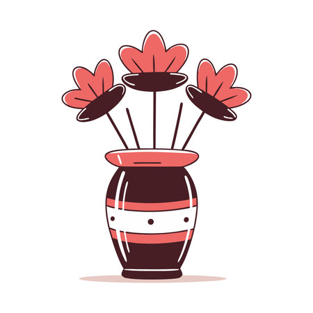 Vase with flowers. Vector illustration of a vase with flowers.のイラスト素材