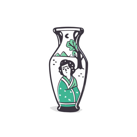 Vase with japanese japanese character vector Illustrationのイラスト素材