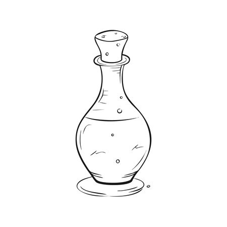 Bottle with a potion. Vector illustration of a magic potion.のイラスト素材