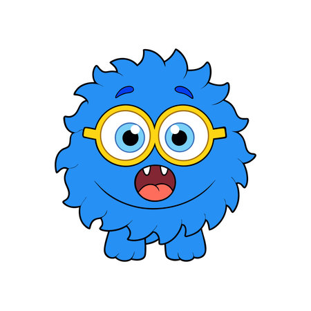 Funny blue monster with big eyes and glasses. Vector illustration.のイラスト素材