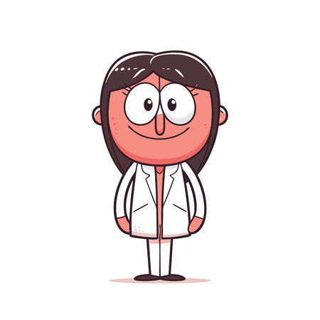 Cute Cartoon Doctor - Vector Illustration, Isolated On White Backgroundのイラスト素材