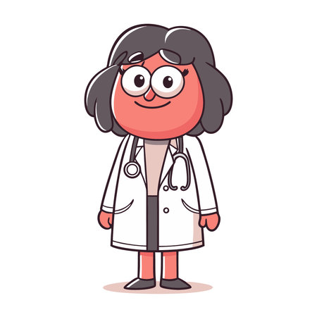 Smiling Doctor Cartoon Character with Stethoscope Vector Illustration.のイラスト素材