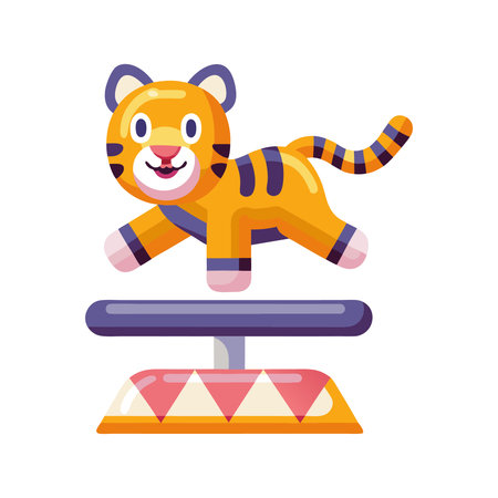 Cute tiger sitting on a carousel vector Illustration on a white backgroundのイラスト素材