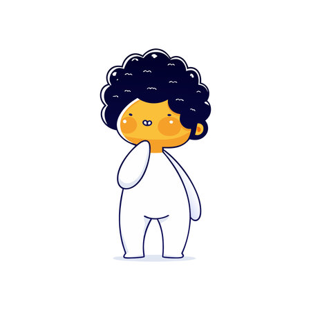 Cute little boy with curly hair. Vector illustration in cartoon style.のイラスト素材
