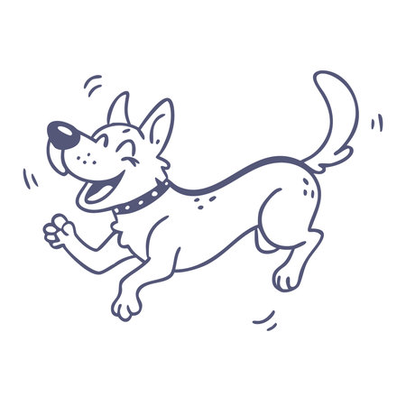 Cute cartoon dog running, vector illustration, isolated on white background.のイラスト素材