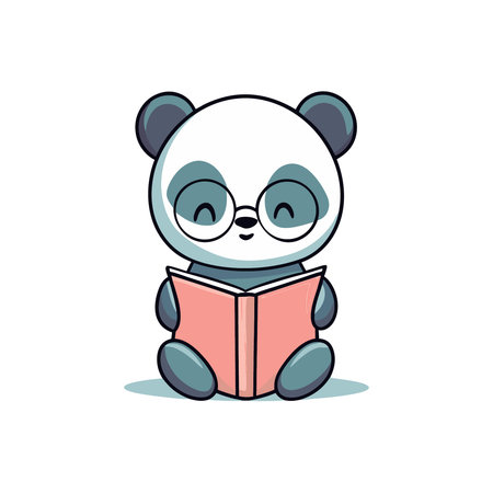 Cute panda bear reading a book. Vector illustration design.のイラスト素材