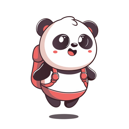Cute panda character cartoon vector illustration. Isolated on white background.のイラスト素材