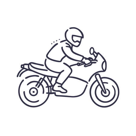 Motorcycle rider line icon concept. Motorcycle rider vector linear illustration, sign, symbol