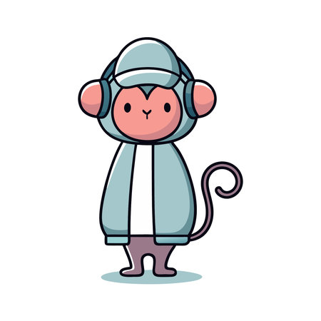 cute monkey cartoon character icon vector illustration design graphic vector illustration graphic designのイラスト素材