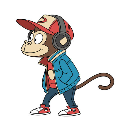 cute monkey with headphones cartoon vector illustration graphic design vector illustration graphic...