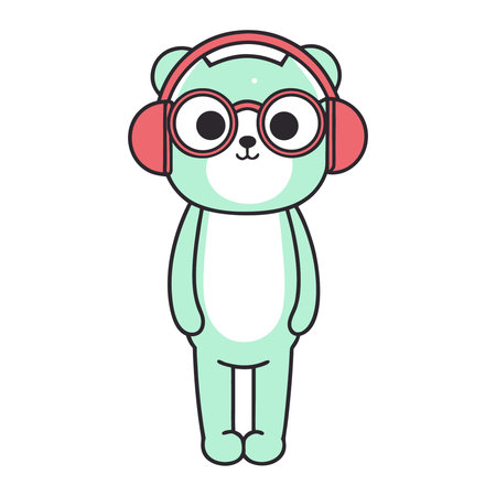 cute bear with headphones kawaii cartoon vector illustration graphic designのイラスト素材