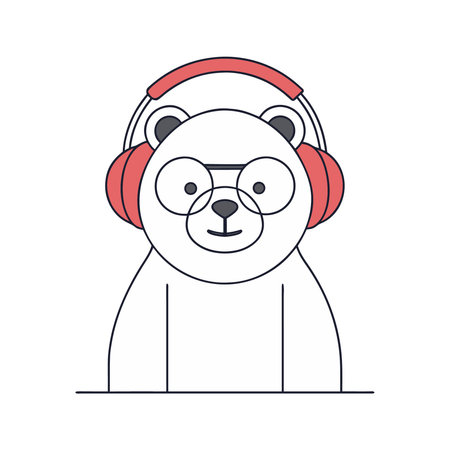cute bear with headphones icon over white background. colorful design. vector illustrationのイラスト素材