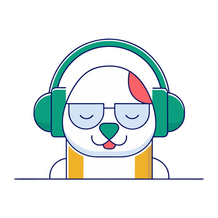 cute cat with headphones and glasses over white background. colorful design. vector illustrationのイラスト素材