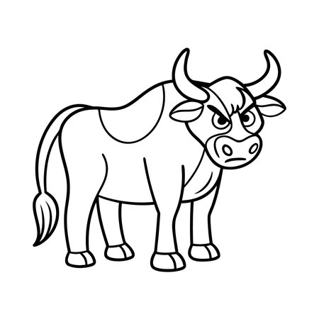 Vector illustration of a bull. Coloring book for children and adults.のイラスト素材