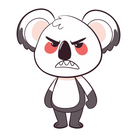 Angry cartoon koala. Vector illustration isolated on white background.のイラスト素材