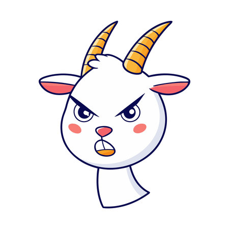 Cute cartoon goat with sad eyes. Vector illustration of a cute goat.のイラスト素材