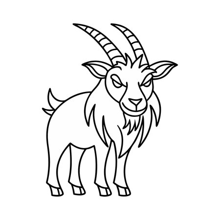goat animal cartoon isolated icon vector illustration graphic design black and whiteのイラスト素材
