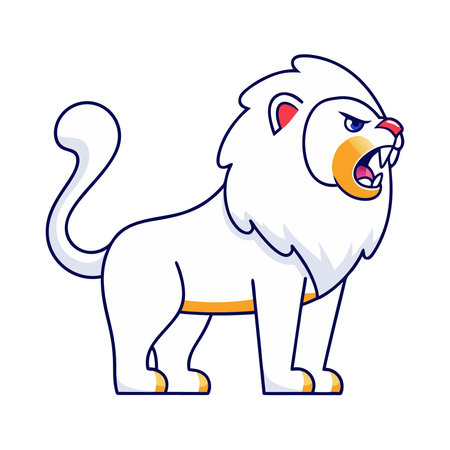 lion cartoon icon over white background. colorful design. vector illustrationのイラスト素材