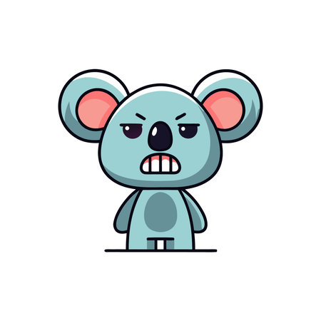 Angry cartoon koala. Vector illustration isolated on white background.のイラスト素材
