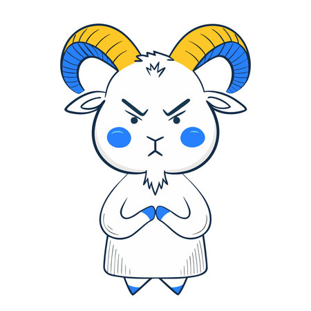 Cute cartoon ram with sad eyes. Vector illustration for your designのイラスト素材