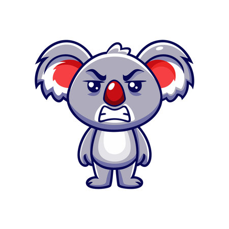 Angry koala cartoon character. Vector illustration isolated on white background.のイラスト素材
