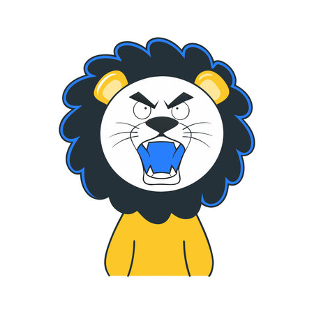 Lion cartoon icon. Vector illustration of a cute cartoon lion.のイラスト素材