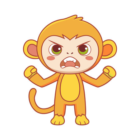 Cute monkey cartoon vector illustration. Isolated on white background.のイラスト素材