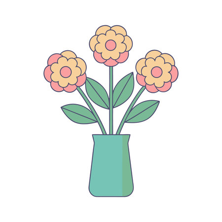 cute flowers in vase icon over white background. vector illustrationのイラスト素材