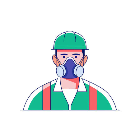 Worker in a protective mask. Vector illustration in a flat style