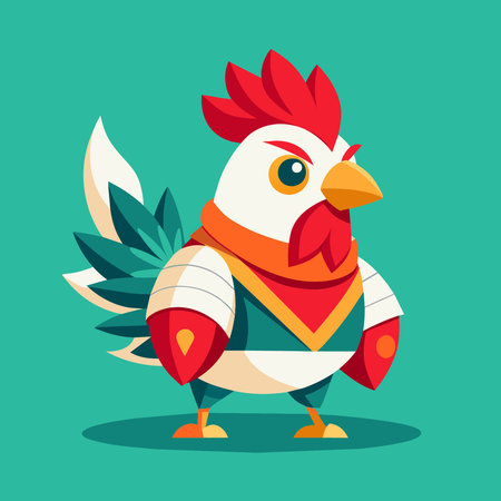 Rooster vector illustration. Cute cartoon rooster character in a flat style.のイラスト素材
