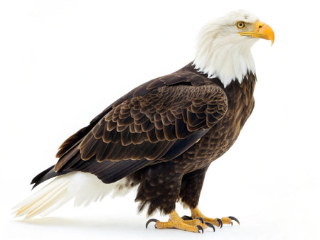 Bald Eagle in front of a white background - Haliaeetus leucocephalusの写真素材