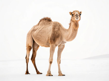 Portrait of a camel isolated on white background, studio shot.の写真素材