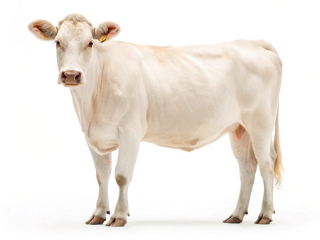 White cow on a white background. Isolated image of a cow.の写真素材