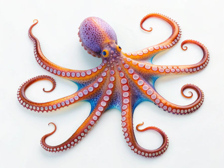 Octopus isolated on white background. Close up view of octopus.の写真素材