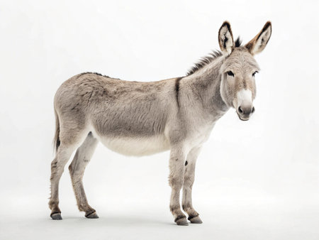 Portrait of a donkey isolated on white background. Studio shot.の写真素材