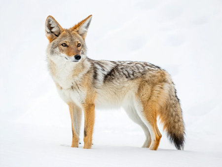 Portrait of a wild fox in the snow, winter season.の写真素材