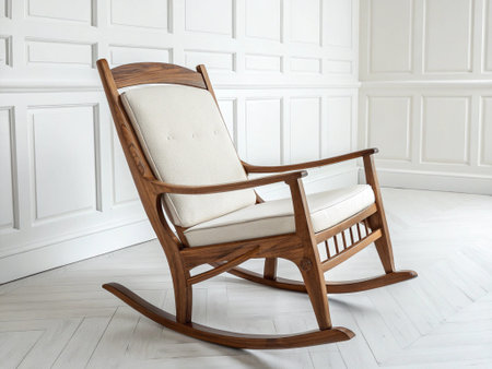 Wooden rocking chair in a classic interior. 3d render.の写真素材