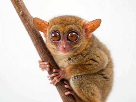 Tarsier (Tarsier primate) on white backgroundの写真素材