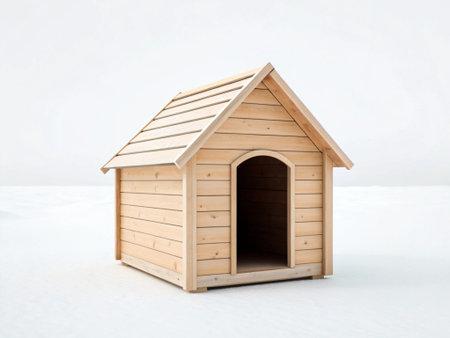 Wooden dog house isolated on white background. 3d illustration.の写真素材