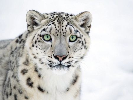 Snow leopard (Panthera uncia) in snowの写真素材