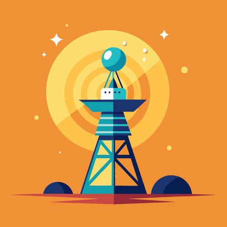 Antenna on the background of the sun. Flat style vector illustration.のイラスト素材