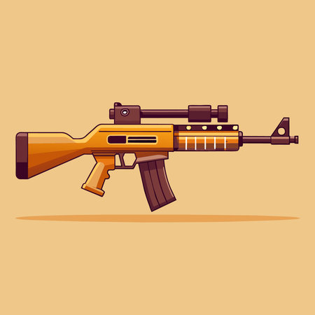 Vector illustration of a machine gun in cartoon style. Vector illustration.のイラスト素材