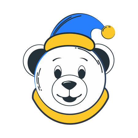 Cute polar bear in a hat of Santa Claus. Vector illustration.のイラスト素材